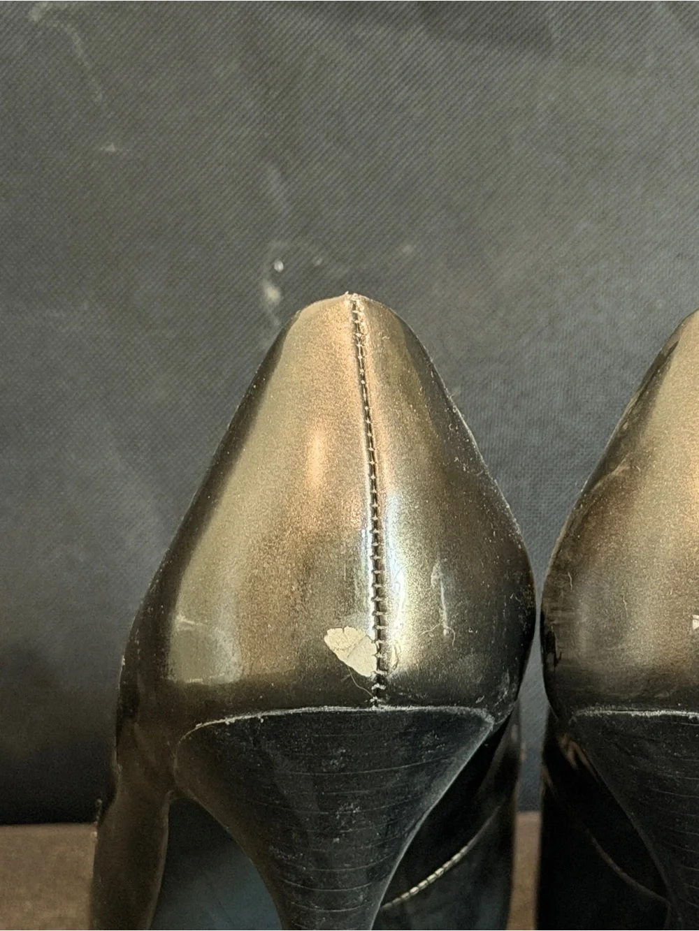 Tahari Black Leather Peep-Toe Heels